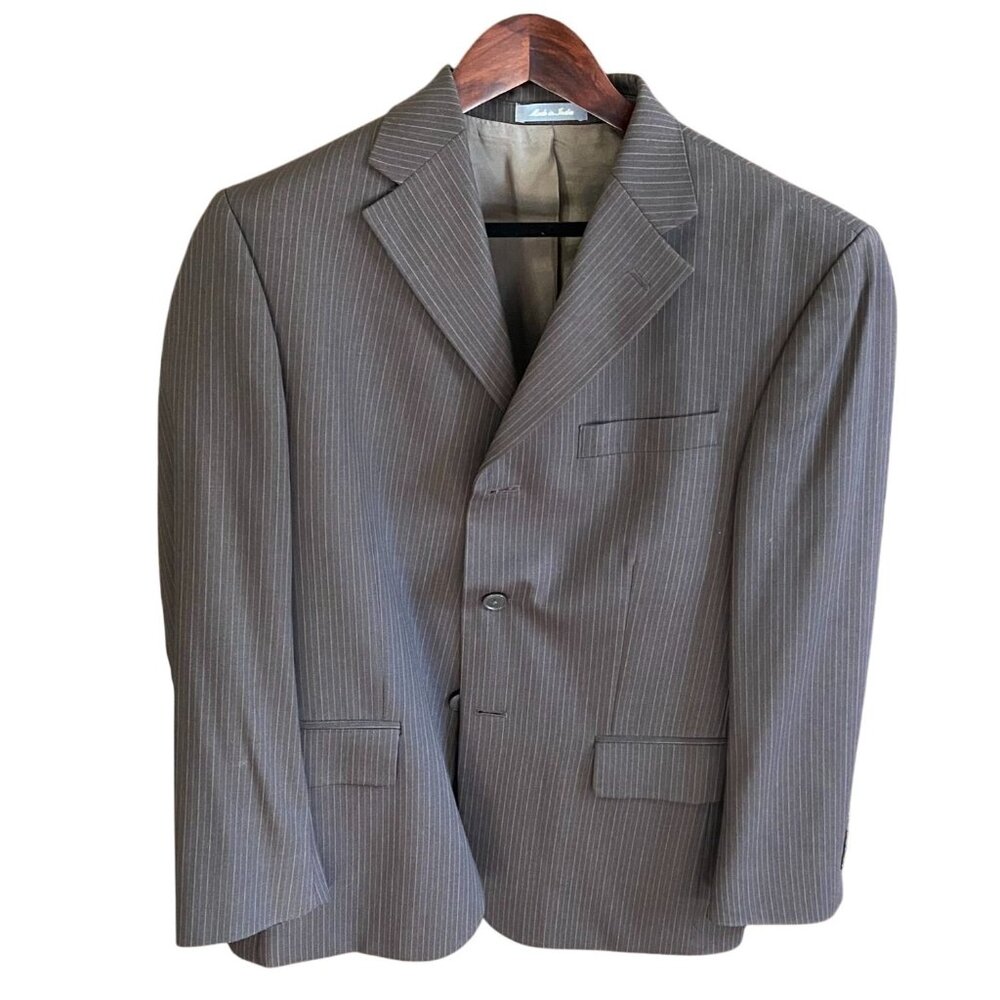 Oscar De La Renta Mens Suit Blazer Jacket Size 40S Wool Pinstripe Three-Button
